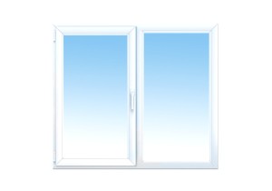 Двухстворчатое окно BRUSBOX AERO 60 (поворотное+ глухое) (1400х1300мм)