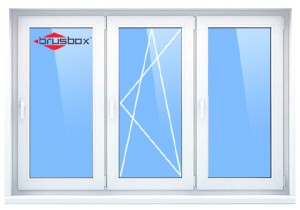 Трехстворчатое окно BRUSBOX AERO 60 (поворотно-откидное + глухое+ поворотное) (1400х2100мм)