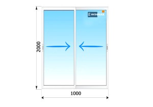Алюминиевое раздвижное окно 2000x1000 мм (2 створки)