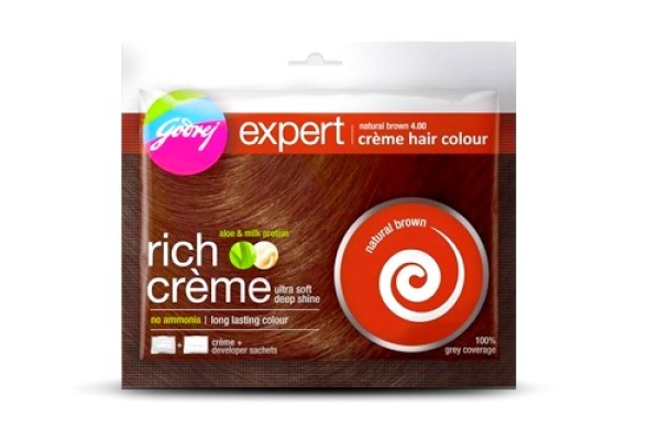 Краска для волос Godrej Expert Rich Crème Hair Colour без аммиака. Натуральный коричневый.